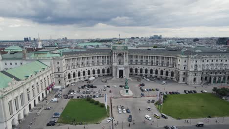 aerial overview of hofburg palace in vienna, austria, featuring its baroque architecture and expansive courtyard