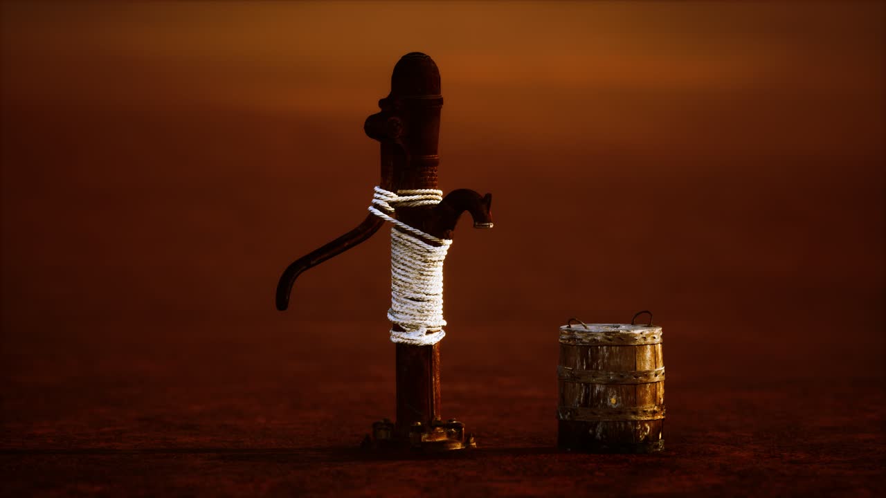 viejo pozo de metal oxidado en el desierto