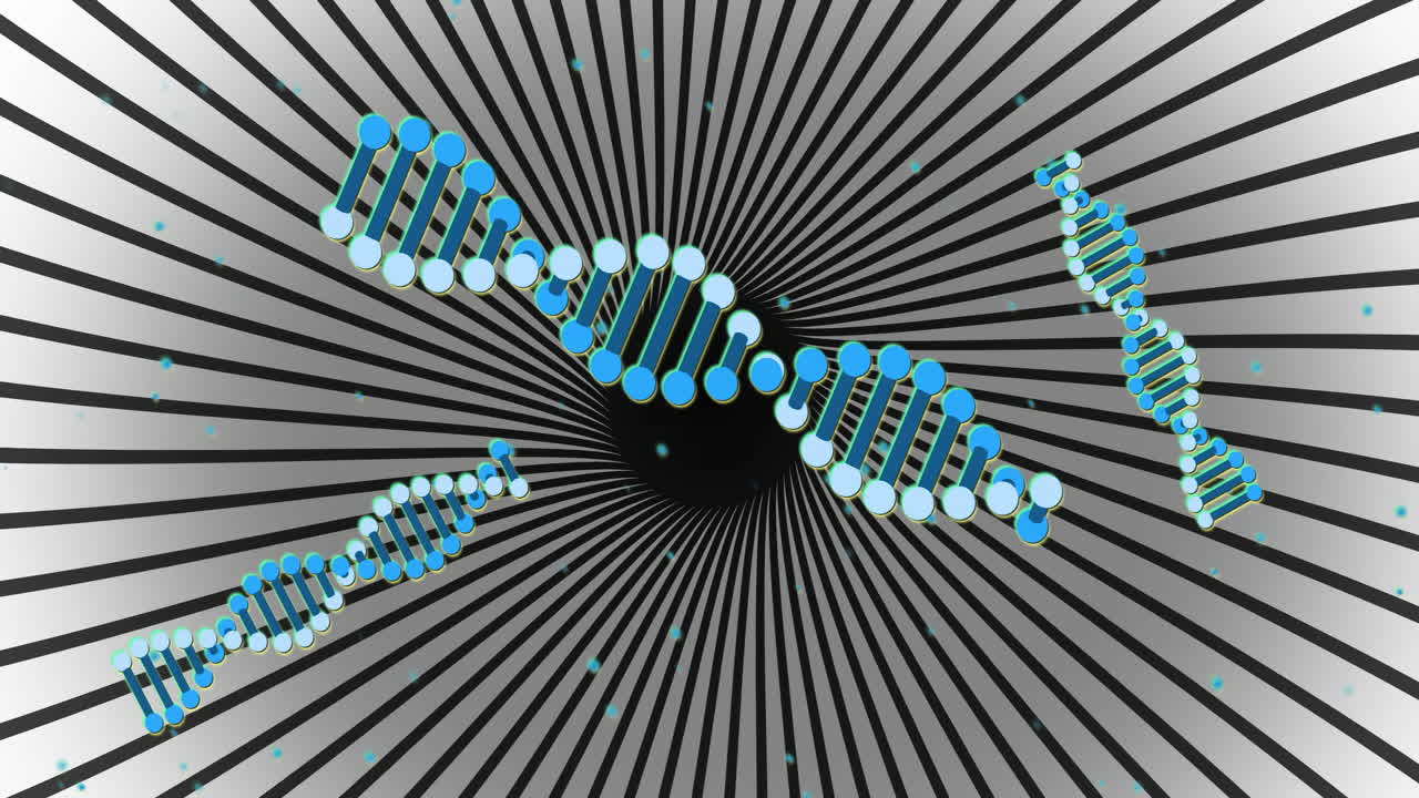 Animation of dna strands over white shapes