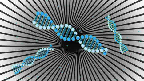 animation of dna strands over white shapes