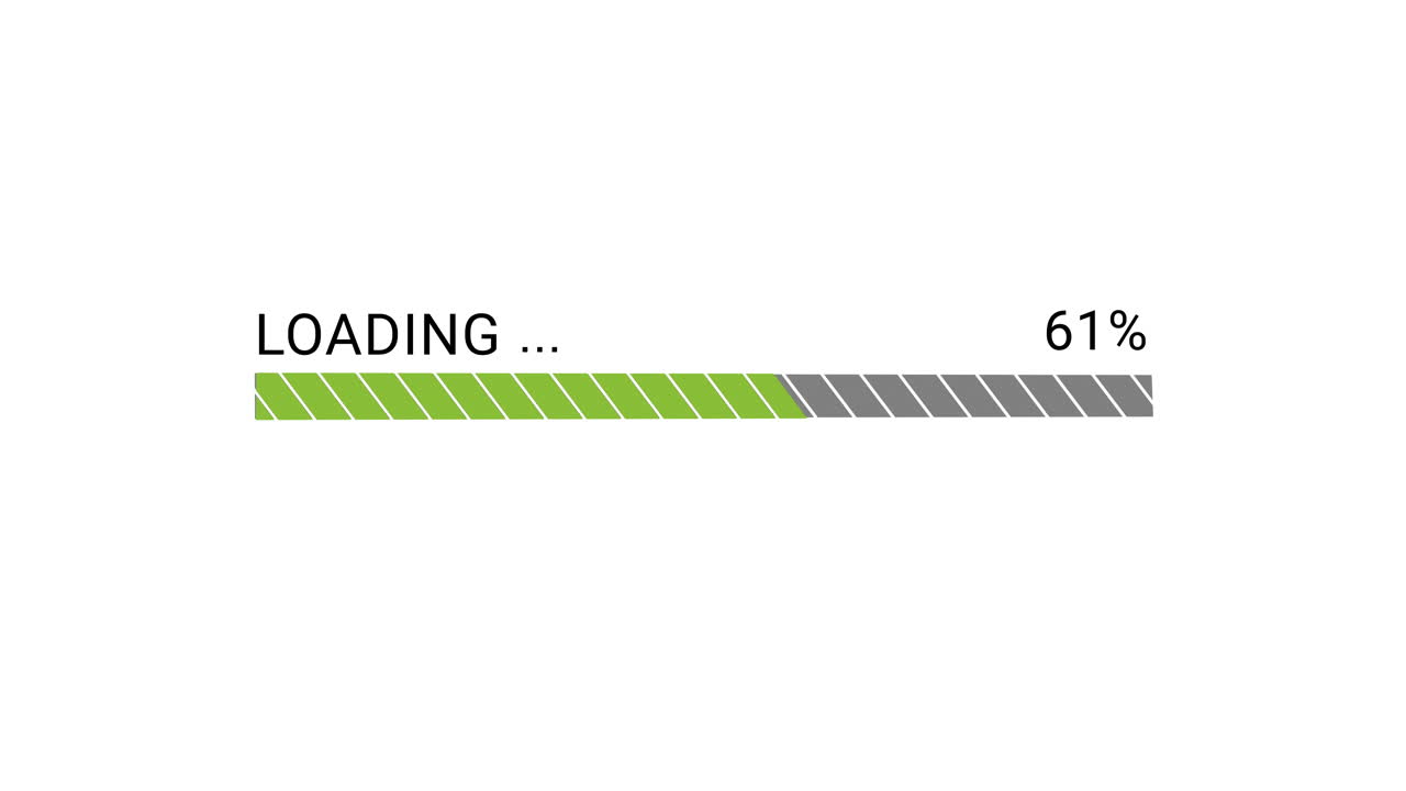 Animated Loading Progress Bar with Percentage on White Background