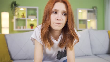 unhappy thoughtful young woman thinking about her illness, thinking about her loneliness.