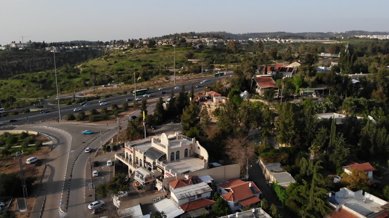 Jerusalem Tel aviv main road aerial view