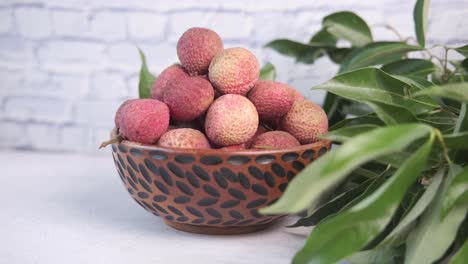 fresh lychees in a bowl