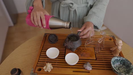 preparing tea with traditional ceremony