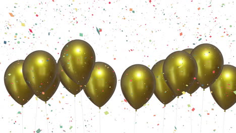 animation of confetti falling over golden balloons