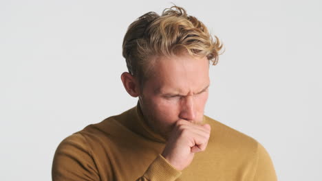 sick man with fever coughing