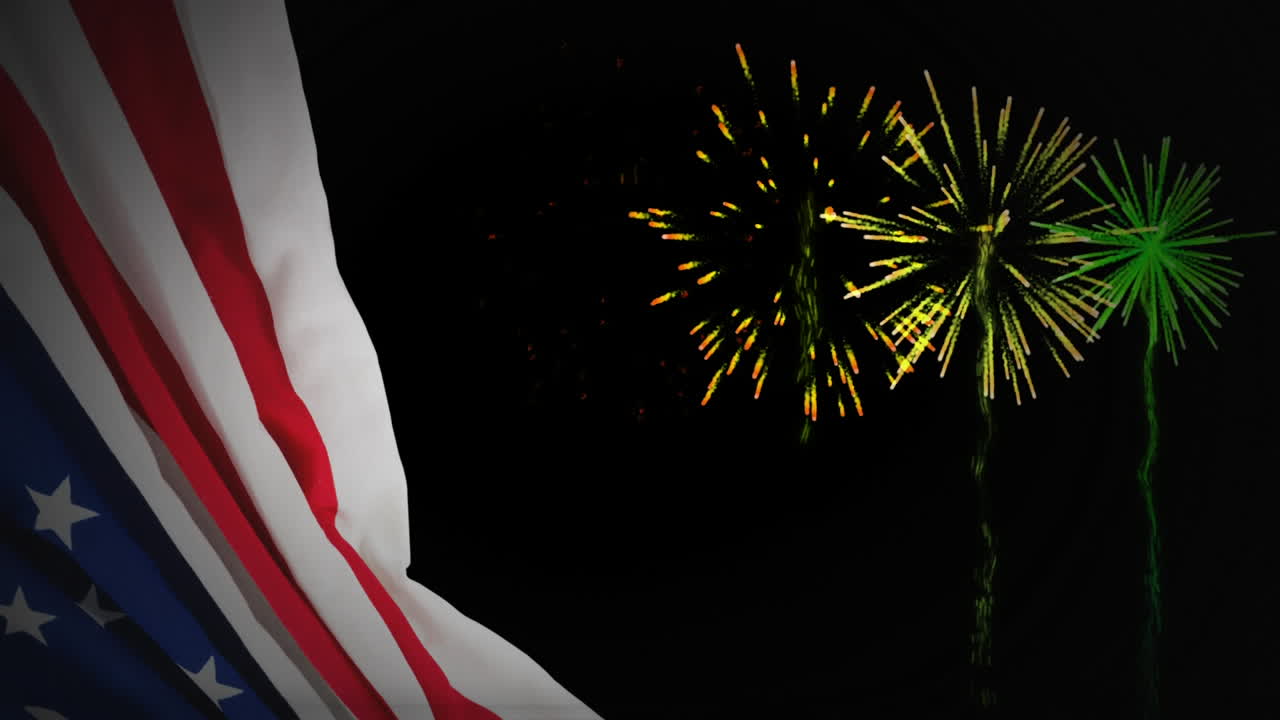 Digital animation of fireworks on the skyline at night 4k