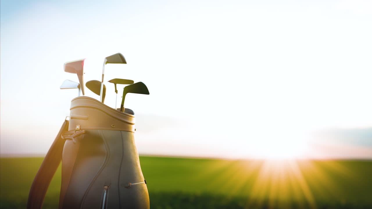 Golftas en Clubs op een Golfbaan Tijdens het Gouden Uur