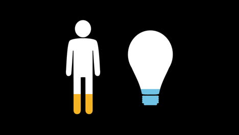 male and light bulb shapes filling up with colours 4k