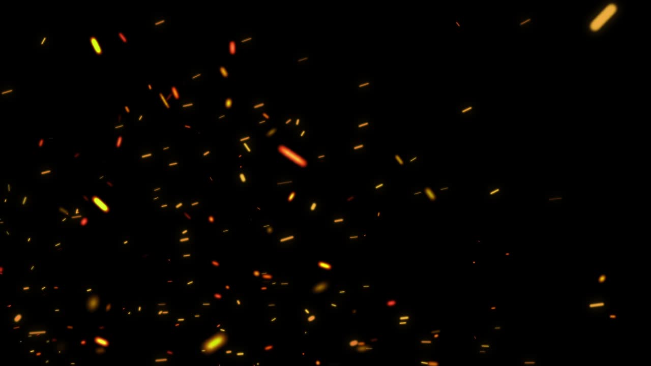 abstracto quema chispas de naranja caliente fuego embola partículas que se mueven rápidamente que se elevan sobre fondo negro. 4k 3d renderización de bucle sin costuras fuego partículas brillantes