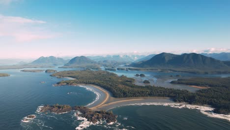 ocean islands and beach drone footage tofino bc, canada