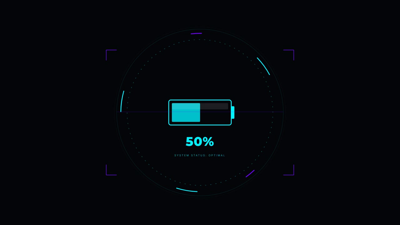 Digital Battery Charging Progress Indicator on Dark Background