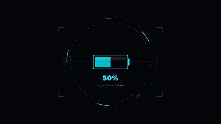 Digital Battery Charging Progress Indicator on Dark Background