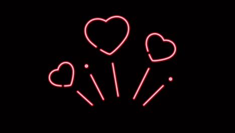 animación forma de corazones rosados flotando sobre un fondo negro.