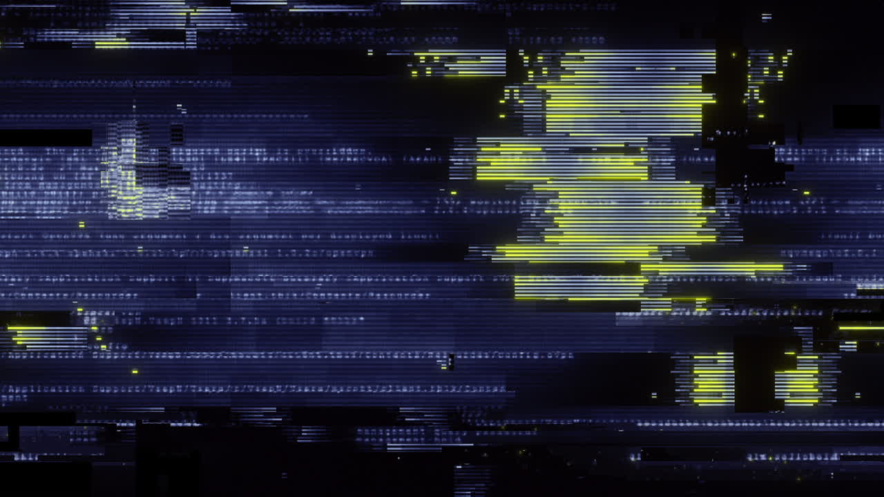 Abstract Digital Glitch Effect with Flickering Data Blocks