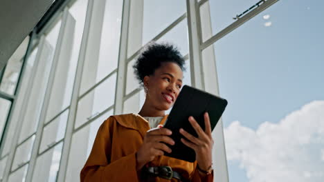 Black-woman,-corporate-and-tablet-for-web-design