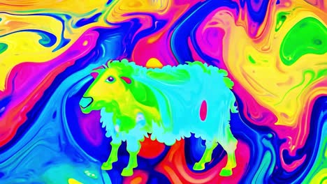 colorful sheep on abstract background