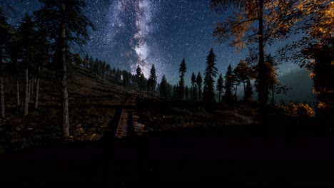 Die-Milchstraße-über-Der-Eisenbahn-Und-Dem-Wald