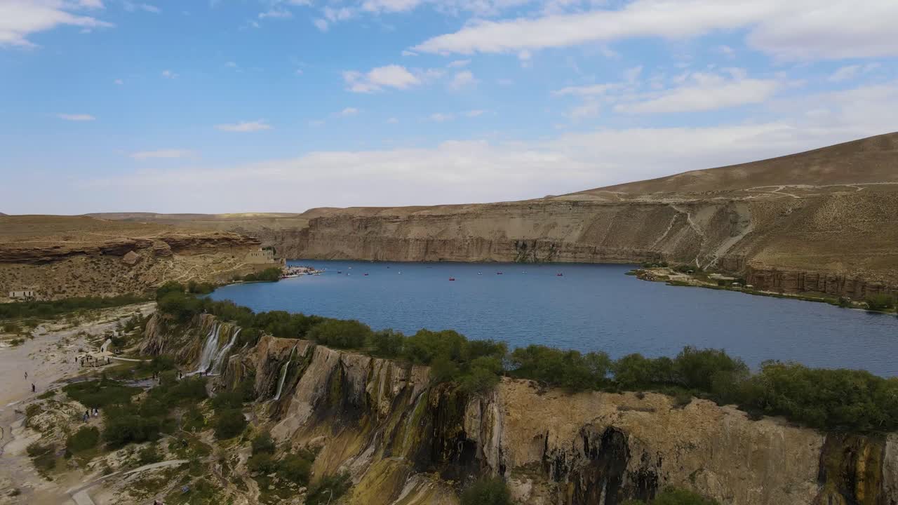 Drone footage from The Band-e-Amir is a series of six stunning lakes located in a mountainous desert area of Afghanistan's Bamyan province.. January 12, ?2022