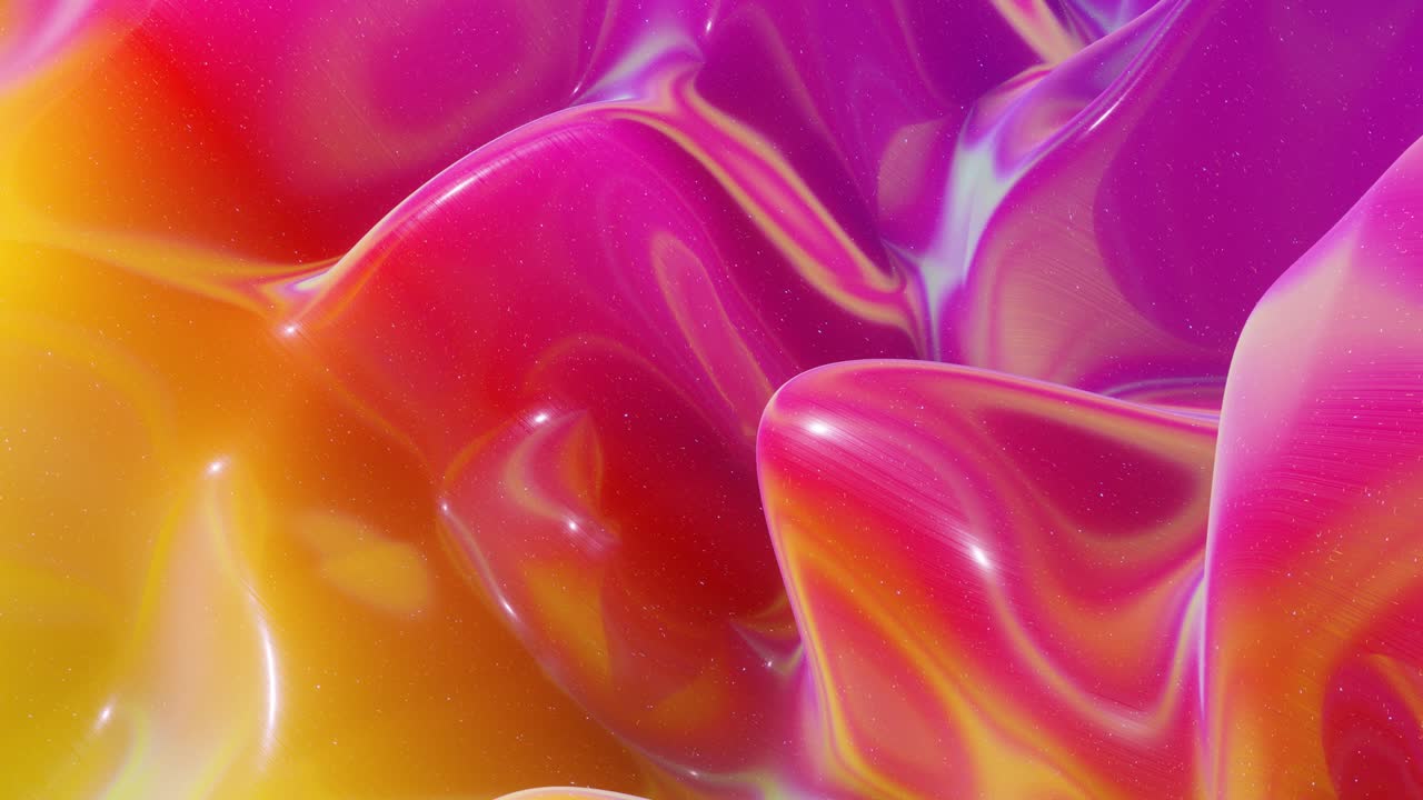 patrón ondulado abstracto en una superficie brillante y brillante, color arco iris de gradiente líquido, ondas en el fluido de pintura en animación suave. brillo en líquido viscoso 3d. retroceso creativo