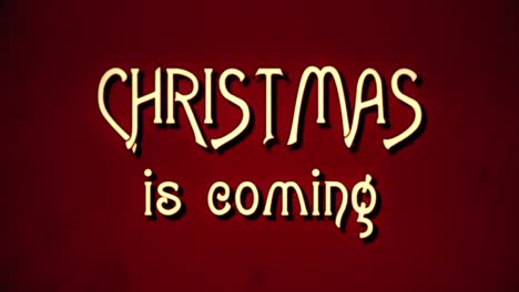 A-text-message,-fancy-retro-font,-1970s-damaged-film-style,-appearing-with-a-letter-enlargement-animation:-Christmas-is-coming,-Are-you-ready