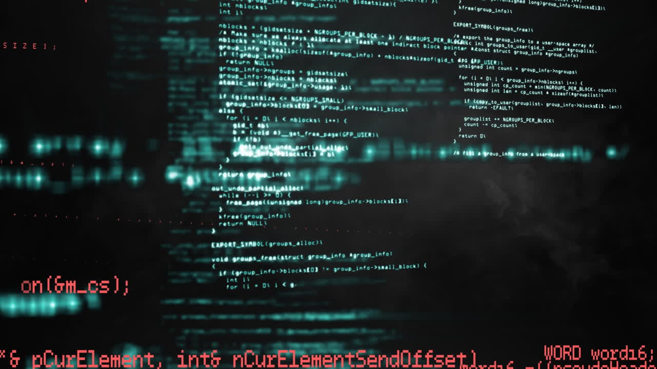 Digital animation of data processing against smoke on black background
