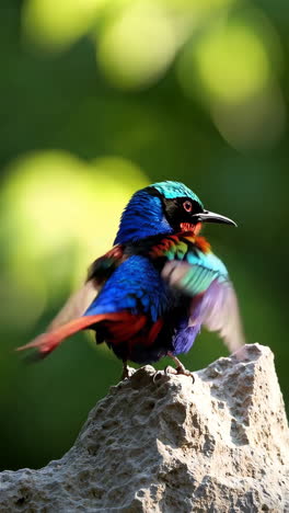colorful bird of paradise on a rock