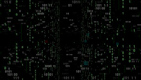 el bucle de fondo del código binario de vuelo digital. la red de códigos binarios de datos. la animación del bucle 4k. la versión verde.