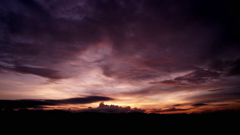 Dramatic-Cumulus-tropical-cinematic-cloudscape-building-up-over-the-mountain-turning-into-a-tropical-monsoon-storm-time-lapse