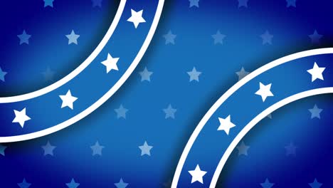 Animation-of-white-stars-and-blue-circles-on-blue-background