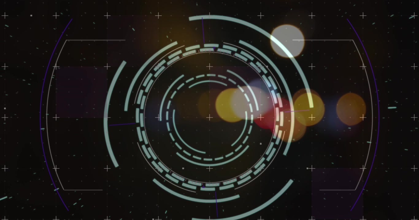 Animation of blurred traffic lights over data processing and dark space