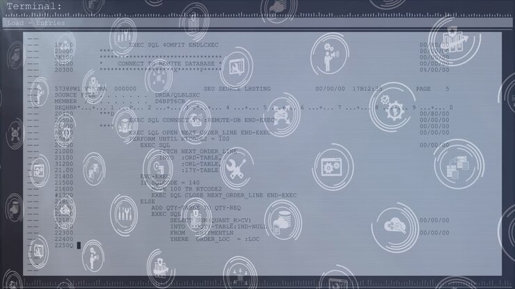 Animation of icons over data processing