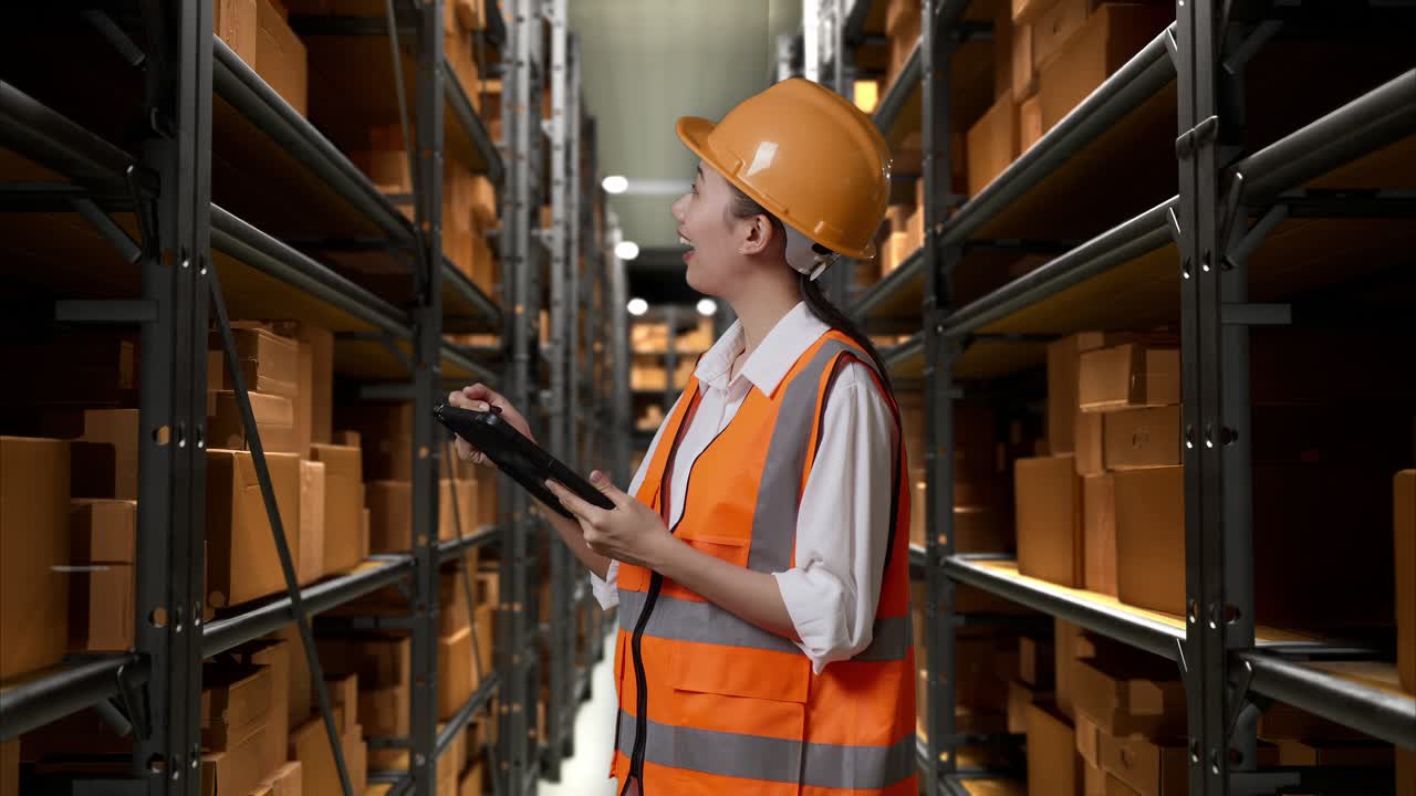 trabajador de almacén inspeccionando el inventario