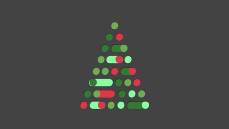 animation of a digital christmas tree with baubles and christmas decorations on grey background