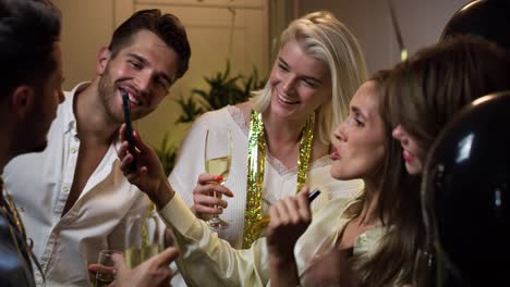 friends celebrating party with friends online