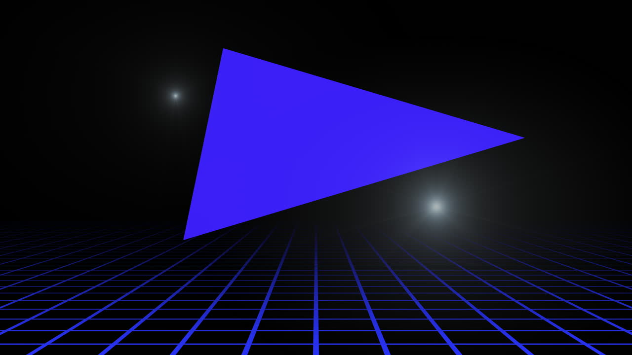 triángulo azul retro y cuadrícula en el espacio profundo con estrellas