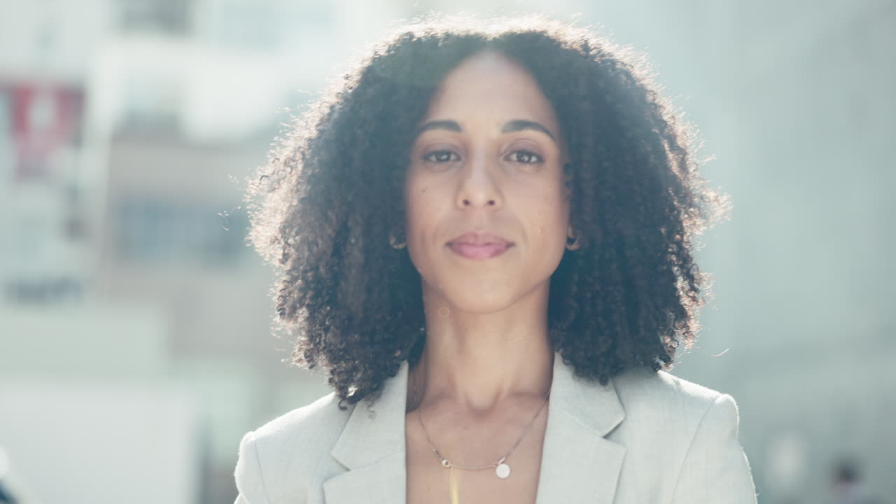 Face, serious and focus with a black woman