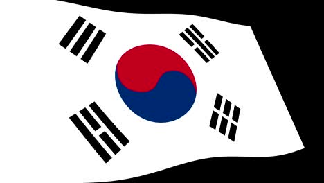 la bandera de corea del sur ondeando lentamente en perspectiva, imágenes de animación en 4k