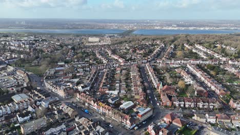 Pull-back-drone-aerial-reverse-reveal-North-Chingford-East-London-UK