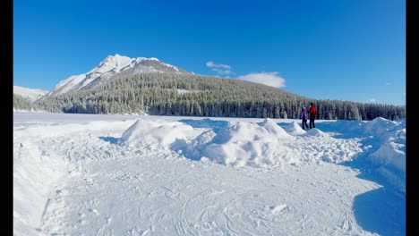 pareja patinando en un paisaje nevado 4k