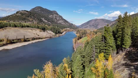 autumn panorama: aerial vistas of thompson river and yellowhead highway