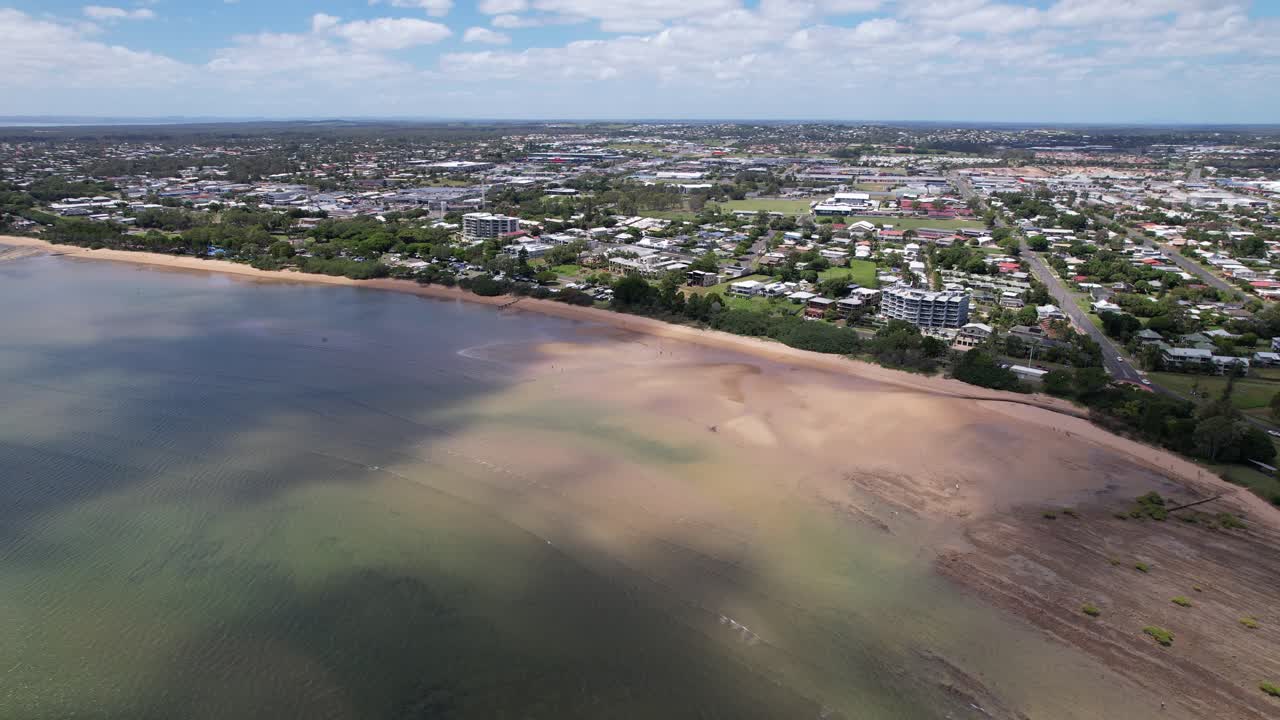 Drone shot of Scarness Jetty Hervey Bay QLD Queensland Australia