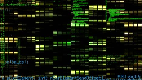 animation of science data processing over dark background