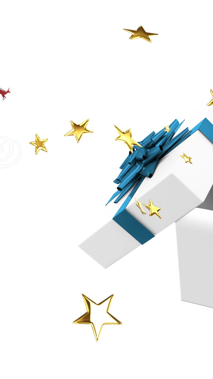 Animazione di stelle sopra un regalo di Natale.