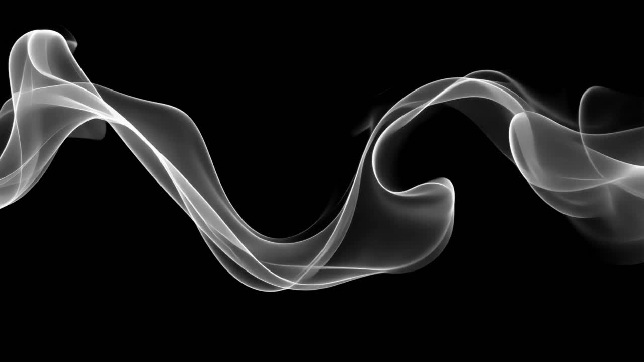 Elegant swirling abstract smoke animated overlay, transparent 4K video, alpha channel, ProRes 4444