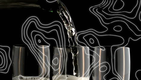 animación de líneas blancas en movimiento sobre un vaso de champán