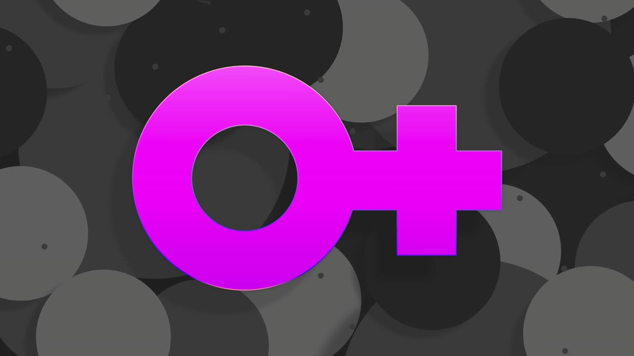 símbolo femenino en fondo gráfico en movimiento.