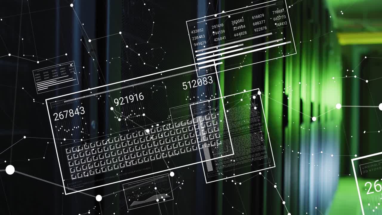 Animation of data processing over server room