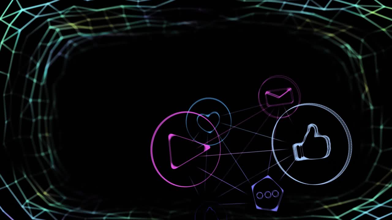 검은색 배경에 있는 소셜 네트워크 아이콘